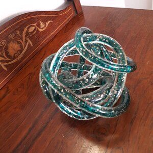 Art Glass - Twisted Infinity Knot - Teal - Murano Style